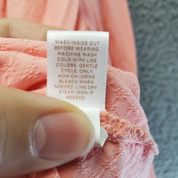 Lauren Conrad Top Womens Large Pink Textured Long Sleeve Blouse - Picture 4 of 6